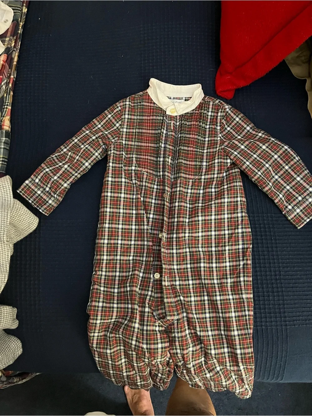 Ralph Lauren Plaid boys one piece with tuxedo collar and pleats. Beautiful!!